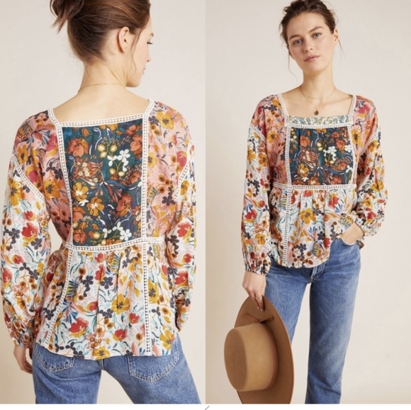 Anthropologie Tops - Anthropologie Maeve Nikki floral peasant blouse
